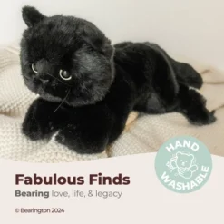 Bearington Jinx Cat 15 Inch Black Cat Plush - Black Cat Stuffed Animal - Realistic Cat Stuffed Animal, For Ages 3-14