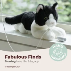 Bearington Collection Lil' Domino Plush White And Black Cat Stuffed Animal, 8 Inch, For Ages 3-14