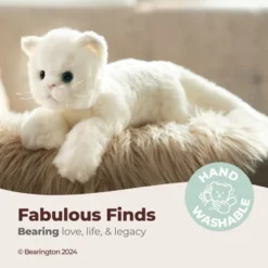 Bearington Muffin Plush Stuffed Animal White Cat, Kitten 15 Inch, For Ages 3-14