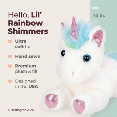 Bearington Lil' Rainbow Shimmers White Plush Stuffed Animal Unicorn, Rainbow Mane, 10 Inches, For Ages 1-14 - Image 5