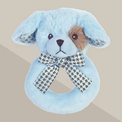 Bearington Baby Lil' Waggles, 5.5 Inch Blue Puppy Dog Plush Stuffed Animal, Soft Baby Boy Rattle, For Ages 0-14 - Image 2