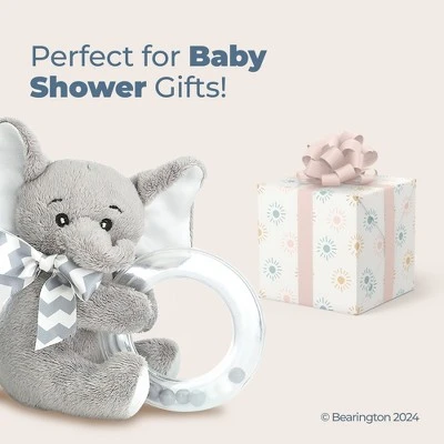 Bearington Collection Lil' Spout Plush Stuffed Animal Gray Elephant Ring Rattle, 5.5", For Ages 0-14 - Image 3