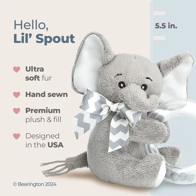 Bearington Collection Lil' Spout Plush Stuffed Animal Gray Elephant Ring Rattle, 5.5", For Ages 0-14 - Image 5