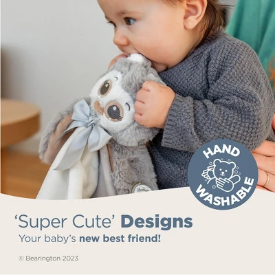 Bearington Baby Lil' Owlie Snuggler, 15 Inch Gray Owl Plush Stuffed Animal Security Blanket Lovey For Babies - Image 2