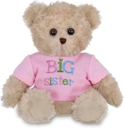 Bearington Ima Big Sister Plush Stuffed Animal Teddy Bear In Pink T-Shirt, 12 Inches