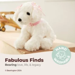 Bearington Sassy Plush Stuffed Animal For Kids, White Puppy Dog 10 Inches, For Ages 3-14