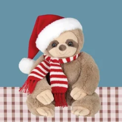 Bearington Plush Santa Sloth Christmas Stuffed Animal, 16 Inches