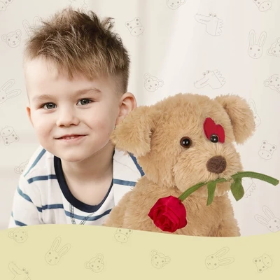 Bearington Conner Cuddlesmore Stuffed Animal Plush With A Heart And A Rose, 11 Inches - Image 3