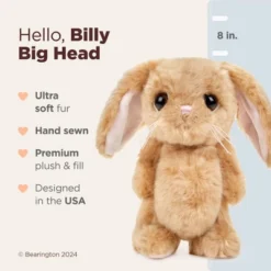 Bearington Billy Big Head Bunny The Stuffed Bunny Rabbit, 8 Inch Brown Stuffed Animal