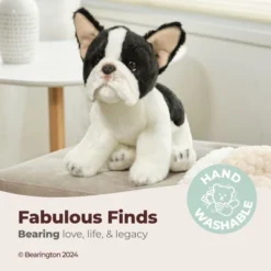 Bearington Oliver The French Bulldog Plush, 13 Inch Cute French Bulldog Fluffy Stuffed Animal, For Ages 3-14