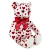 Bearington Lil' Cutie White Stuffed Animal Teddy Bear With Hearts And A Red Bow, 14 Inches