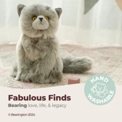 Bearington Gordie The Grey Cat Plush, 10.5 Inch Grey Cat Stuffed Animal, For Ages 3-14