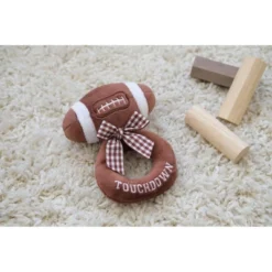 Bearington Baby Touchdown Plush Stuffed Animal Football Soft Ring Rattle, 5.5", For Ages 0-14
