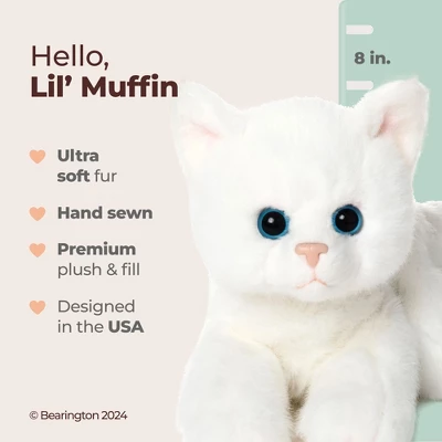 Bearington Lil' Muffin Small Plush Stuffed Animal White Cat, Kitten 8 Inch, For Ages 3-14 - Image 5