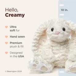 Bearington Creamy The Bunny Stuffed Animal, 10 Inch Plush Bunny Stuffed Animal, For Ages 1-14