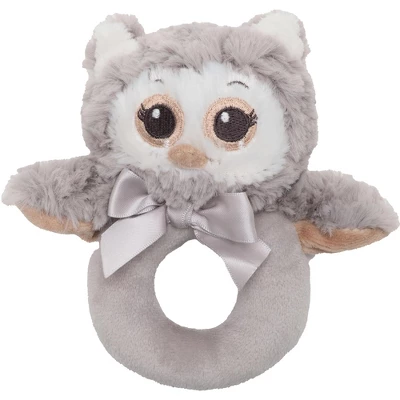 Bearington Baby Lil' Owlie Plush Stuffed Animal Gray Owl Soft Ring Rattle, 5.5" - Image 6