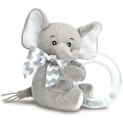 Bearington Collection Lil' Spout Plush Stuffed Animal Gray Elephant Ring Rattle, 5.5", For Ages 0-14 - Image 6