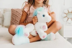 Bearington Lil' Rainbow Shimmers White Plush Stuffed Animal Unicorn, Rainbow Mane, 10 Inches