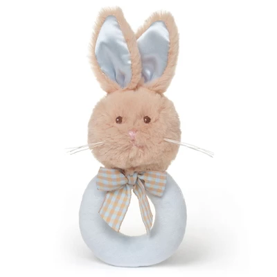 Bearington Baby Rattle Ring Bunny Blue 5.5" LIL' BUNNY TAIL Rattle/Ring, For Ages 0-14 - Image 6