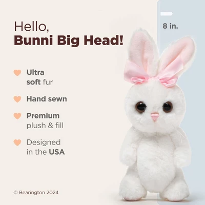 Bearington Bunni Big Head Bunny The Stuffed Bunny Plush, 8 Inch White Bunny Stuffed Animal