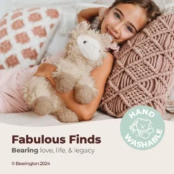 Bearington Fuzzy Plush Llama Off White Stuffed Animal, 11.5 Inches, For Ages 0-14