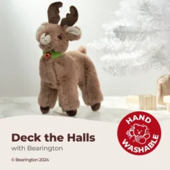 Bearington Jolly Reindeer Stuffed Animal, 8.27 Inch Christmas Stuffed Reindeer Plush, Ideal Small Christmas Stuffed Animals Gift