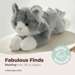 Bearington Bearington Collection Cat Plush 8in "Lil' Socks" Stuffed Animal Gray Striped Tabby Cat, For Ages 3-14