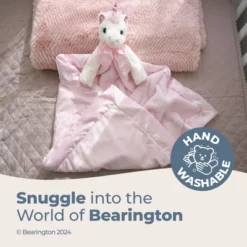 Bearington Baby Cuddle Me Dreamer, Pink Unicorn Large Size Security Blanket, 28.5" X 28.5"