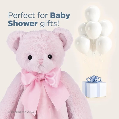 Bearington Baby Huggie Bear Snuggler, 15 Inch Pink Teddy Plush Stuffed Animal Security Blanket Lovey For Babies - Image 4
