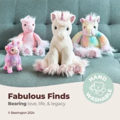 Bearington Glimmers The Plush Unicorn, 10.5 Inch Pink Stuffed Animal, For Ages 1-14