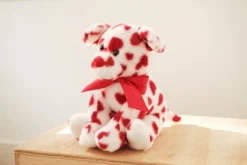 Bearington Collection Romantic Rover Stuffed Animal Plush With Hearts & Bow Puppy Dog, 12"