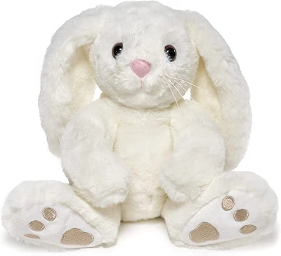 Bearington Whiskers White Plush Stuffed Animal Bunny Rabbit, 10.5 Inches