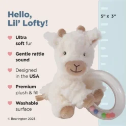 Bearington Lil' Lofty 5.5 Inch Giraffe Baby Rattle - Soft Rattles For Babies 0-6 Months