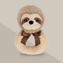 Bearington Baby Lil' Speedster, 5.5 Inch Sloth Plush Stuffed Animal Soft Ring Rattle, Sloth Baby Stuff